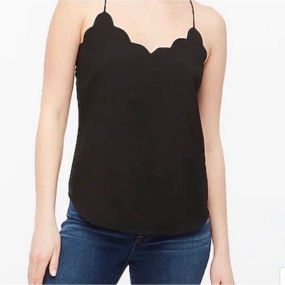 J. Crew Mercantile, Scalloped Cami Top, Black, Size 8 - Picture 1 of 11